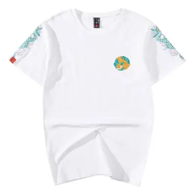 Men Embroidered Cotton T-Shirt Black Short Sleeve