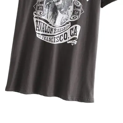 Women's 2025 Letter Print T-Shirt Black Short Sleeve