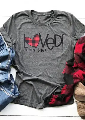 Foreign Trade Valentine's Printed T-Shirt Grey