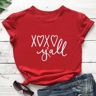 Xoxo You'Ll Unisex Letter Print T-Shirt Yellow