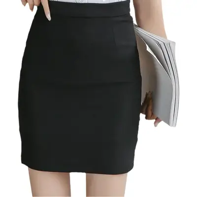 Women's Black Hip-Covering Skirt 2024 Summer