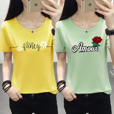 Women Light Blue Kurta T-shirt with Cat Print Summer Casual Wear