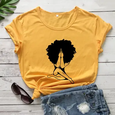 T-shirt with Explosion Head Girl Design Yellow