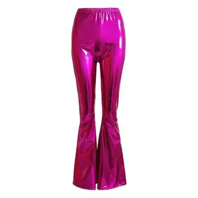 Cross-border Women's Bright Leather Flared Pants with Elastic Waist