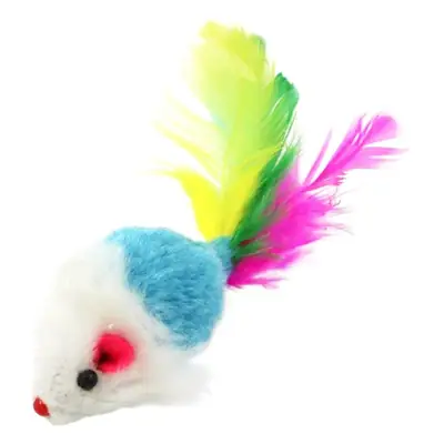Plush mouse cat toy colorful feather cat toy simulation mouse cat toy pet toy