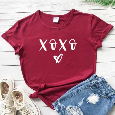 XOXO Cotton T-Shirt for Men Women Maroon