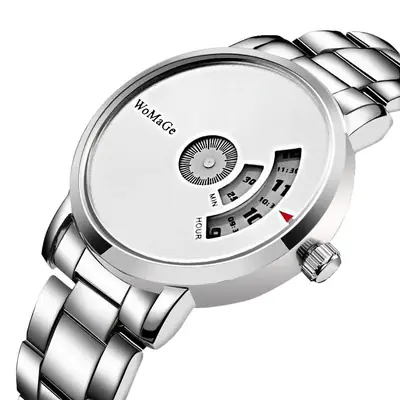 Womage Men Women Alloy Steel Quartz Watch Silver Band