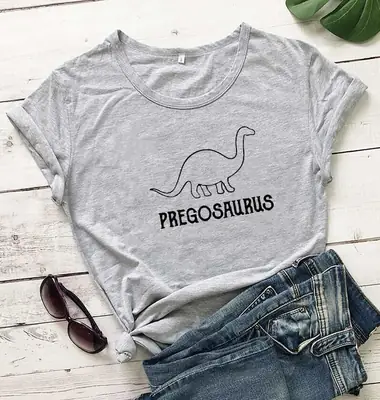 Pregosaurus Green Cotton T-Shirt for Men Women
