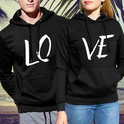 Black LOVE Graphic Hoodie for Women