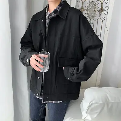 Men's Korean Style Black Casual Jacket All Match
