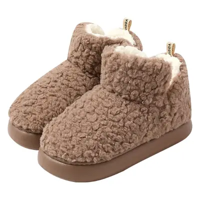 Women Winter Fluffy Slippers Black Beige Non-Slip