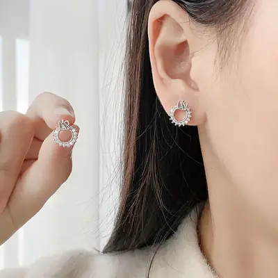 Real Gold Electroplated Swan Earrings for Women