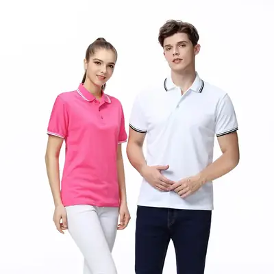 Men Blue Polo Shirt with White Trim