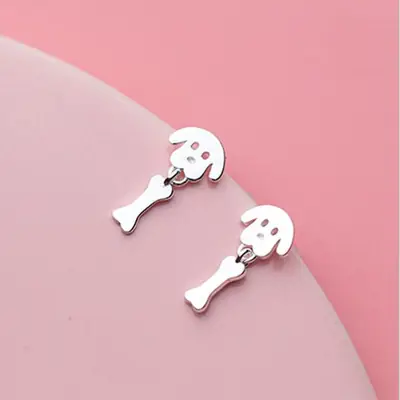 Korean Style Cute Brushed Dog Bone Earrings for Women