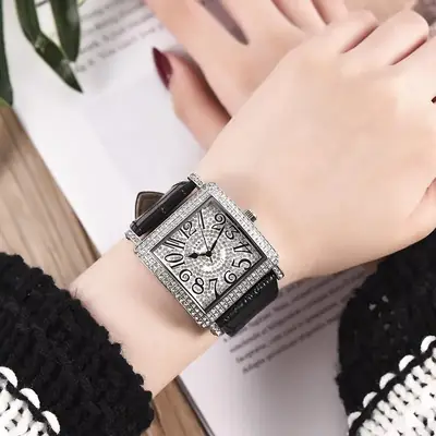 Square Full Diamond Women's Digital Watch with Colorful Numbers