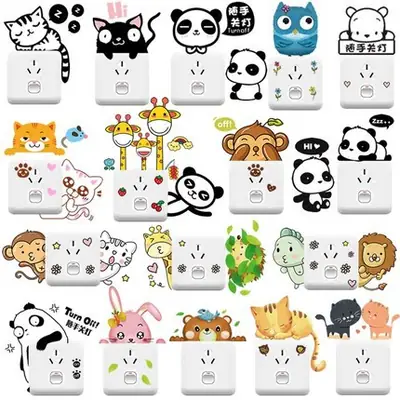 Removable Cat Switch Stickers 12pcs Self-adhesive Wall Decor