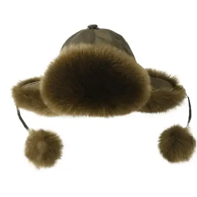 Winter Fur Cap with Ball Ears for Women