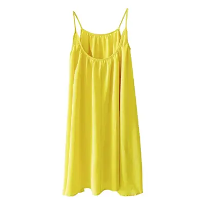 Parent-Child Summer Backless Dress Yellow Beach Skirt Large