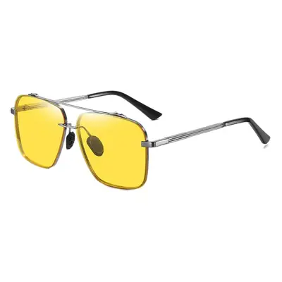 Men Polarized Half Frame Sunglasses Yellow Light Driving Night Vision