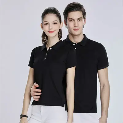 Men Cotton Polo Shirt Orange Button Collar