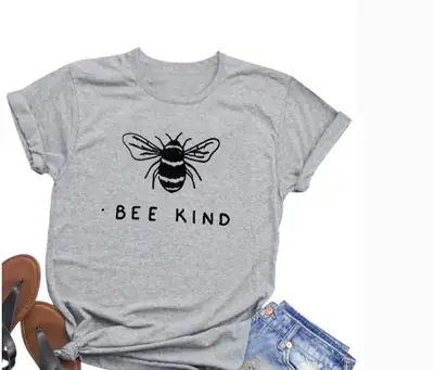 Bee Kind Graphic T-Shirt Grey Men Women