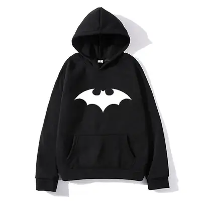 White Batman Printed Hooded Sweatshirt for Men Women
