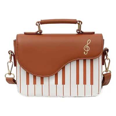 Piano Key Design Women's Shoulder Bag Brown White