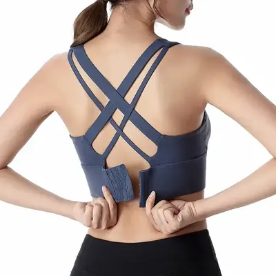 Plus Size Cross Back Sports Bra Yoga Running Vest