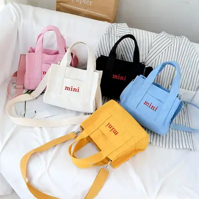 Women's Mini Canvas Shoulder Bag White 2020
