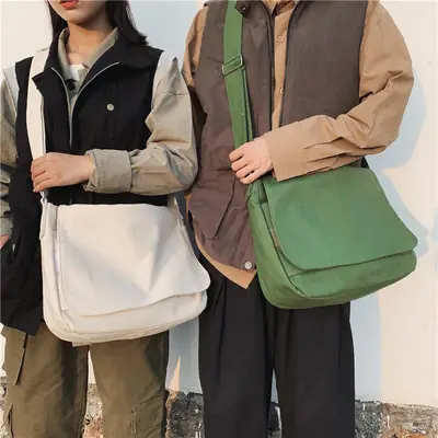 Black Canvas Satchel Bag for Men
