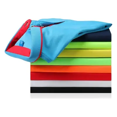 Men Ice Silk Polo Shirt Blue Red Slim Fit
