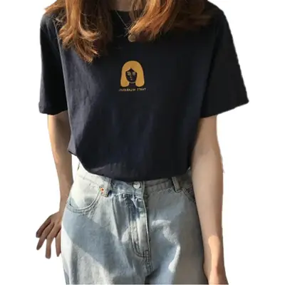 Women's Half-Sleeve T-Shirt White 2025 Summer Loose Fit