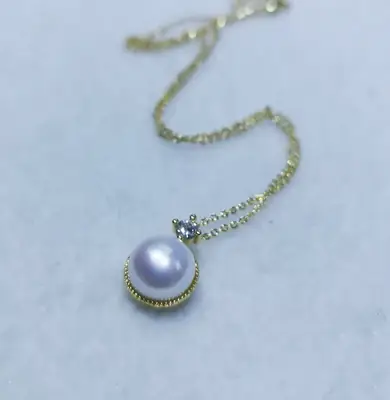 Freshwater Pearl Pendant Necklace 10mm Large Silver Chain