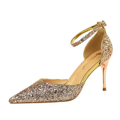 Sparkly Silver Heels for Women Wedding Party High Heel