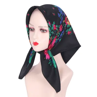 Green Floral Cotton Hijab for Women Winter Fashion