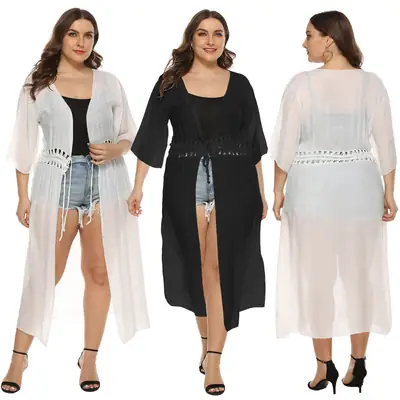 Cross-Body Long Cardigan Jacket with Belt for Women