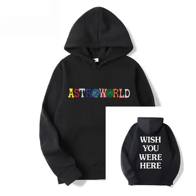 Men & Women Printed Hoodie Set Yellow Strong World Wash You Were Here