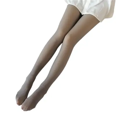 Grey Fleece-Lined Fake Skin Leggings Large Size
