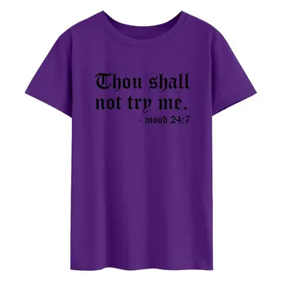 Purple T-Shirt with "Thou Shall Not Try Me" Print