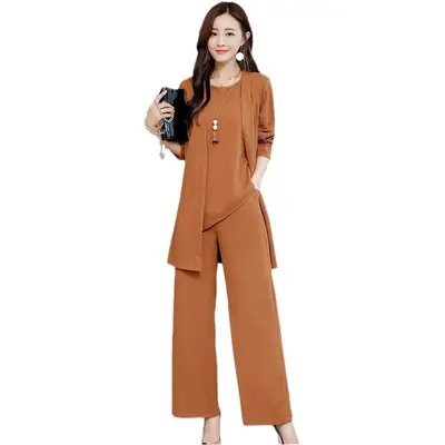 2021 Purple 3-Piece Slimming Plus Size Pants Set
