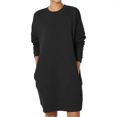 Women's Black Sweatshirt Pullover Long Sleeve Casual Wear