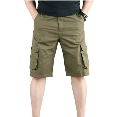 Men Gray Cargo Shorts 2001 Cotton Middle Fit