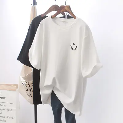 Women Loose Fit Black T-Shirt Summer Wear