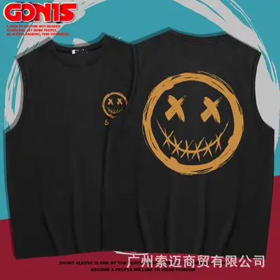 Men Japanese Style Skull Devil Vest Pure Cotton Summer