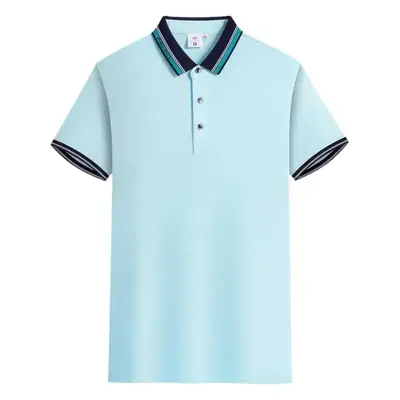 Men Contrast Color Polo Shirt with Custom Lapels