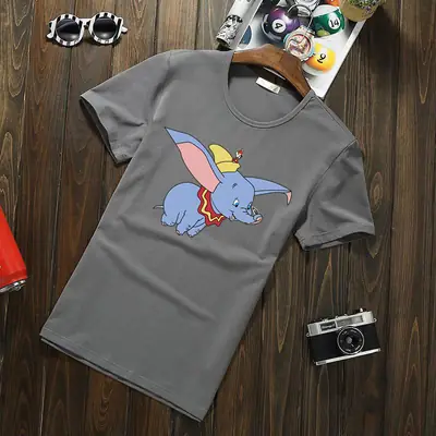 Dumbo Cartoon T-Shirt Black Cotton 2024