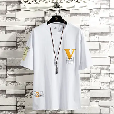 Men Black V-Logo T-Shirt Loose Fit 2025