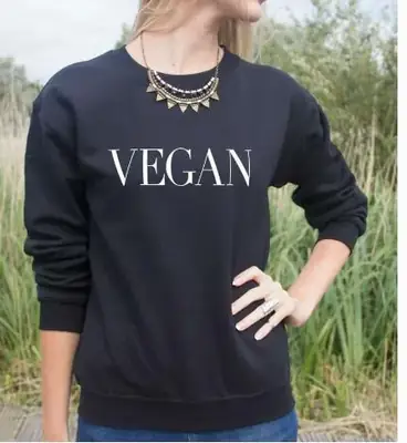 Vegan Printed Crewneck Sweatshirt Black