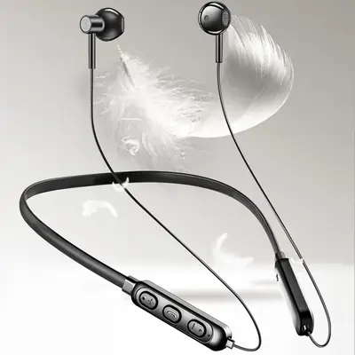 Neck-Mounted Bluetooth Headset Black 5.0 Ultra Long Standby