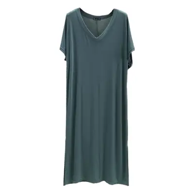 Green V-Neck Long Nightdress for Women